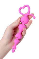 Розовая силиконовая анальная цепочка Sweety - 18,5 см.